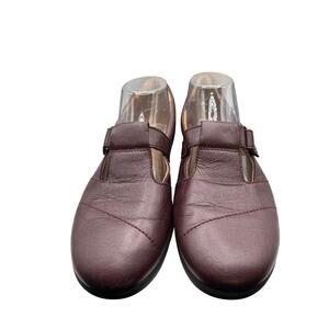 Hotter Burgundy Leather Mary Jane Strap Comfort Shoes UK9 US 11